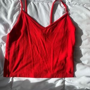 Red crop tank